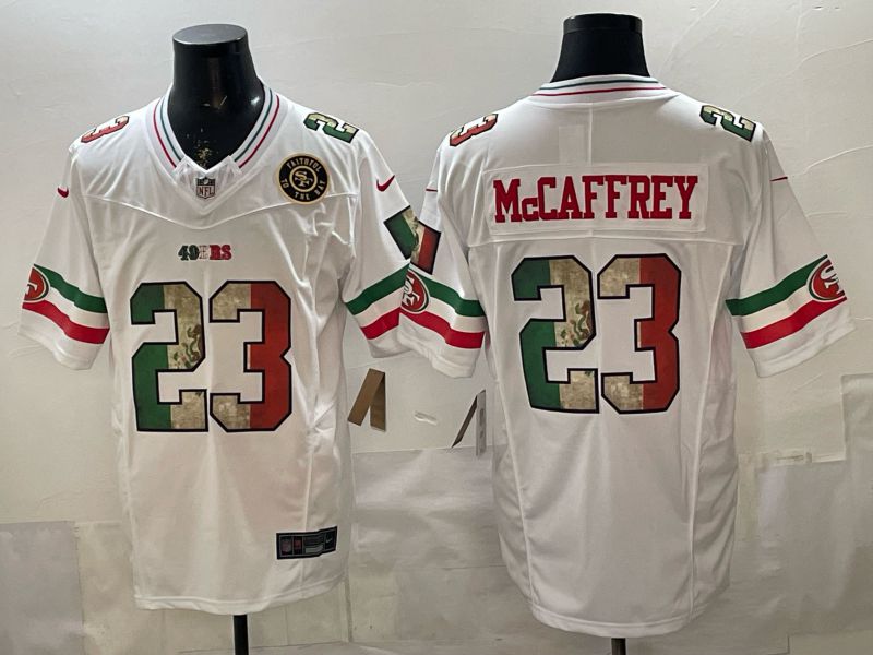 Men 2026 San Francisco 49ers #23 Mccaffrey White three generations Nike Limited NFL Jersey style 003->san francisco 49ers->NFL Jersey